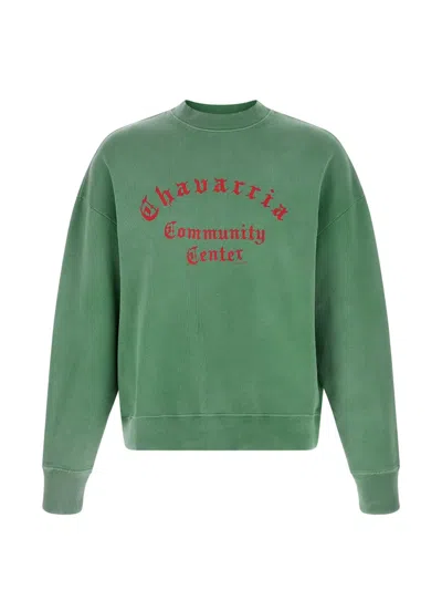Willy Chavarria Hooligan Printed Crew-neck Sweatshirt In Green