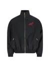 Willy Chavarria Ruff Rider Logo-embroidered Wool Bomber Jacket In Black