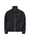 Willy Chavarria Ruff Rider Logo-embroidered Wool Bomber Jacket In Black