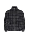 Willy Chavarria Ruff Rider Logo-embroidered Checked Wool-blend Jacket In Gray