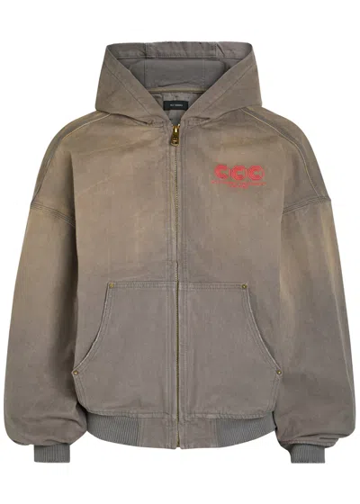 Willy Chavarria Juggernaut Hooded Embroidered Canvas Jacket In Brown