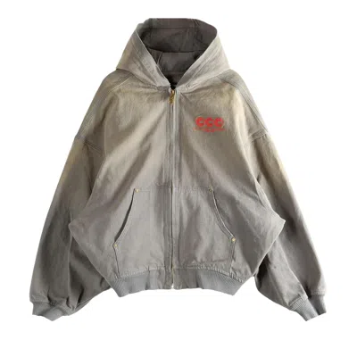 Pre-owned Willy Chavarria Juggernaut Workwear Hoodie 'concrete' | Grey | Men's Size S In Gray