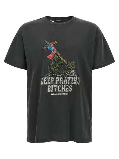 Willy Chavarria Keep Praying Oversized T-shirt In Gray