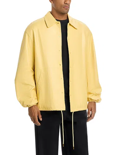 Willy Chavarria Leather Coach Jacket In Yellow