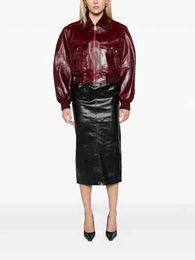 Willy Chavarria Leather Tubo Skirt In Black