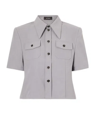 Willy Chavarria Light Gray Pointed-collar Cropped Shirt