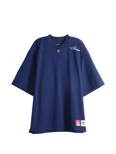 Willy Chavarria Logo-embroidered Oversized T-shirt In Blue