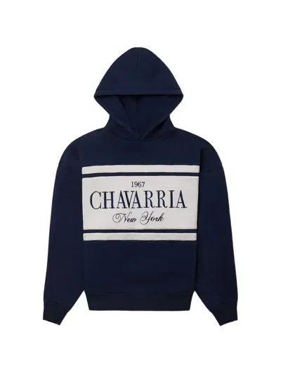 Willy Chavarria Navy Blue Cotton Oversize Chavarria Stripe Sweatshirt In Multi
