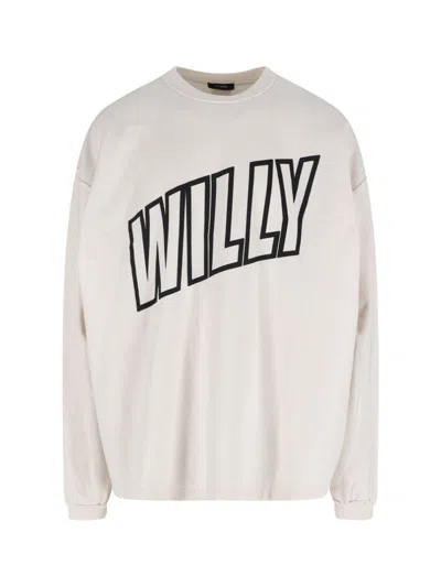 Willy Chavarria Long-sleeved Cotton T-shirt With Bold Logo Print In White