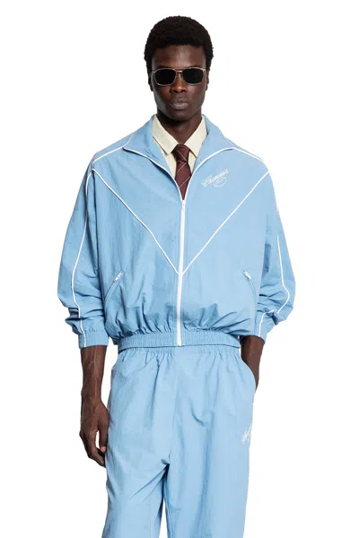 Willy Chavarria Man Blue Sweatshirts In Sky Blue/white