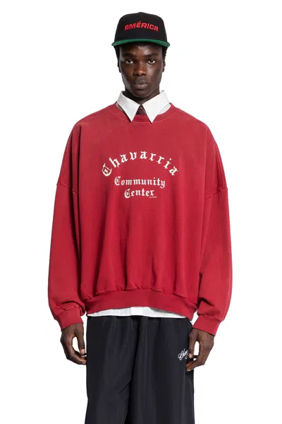Willy Chavarria '' Community Centre'' Hooligan Sweatshirt In Red