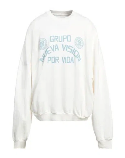 Willy Chavarria Man Sweatshirt Ivory Size Xl Cotton In White