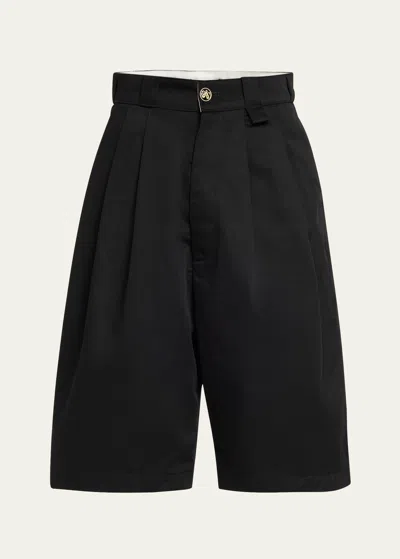 Willy Chavarria Men's Borracho Pleated Twill Shorts In Black