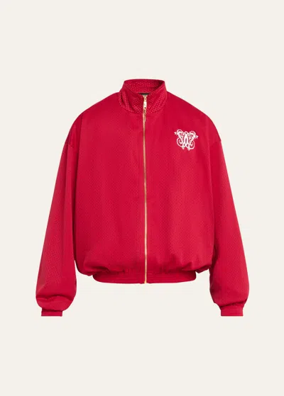 Willy Chavarria Men's Embroidered Mesh Jacket In Red