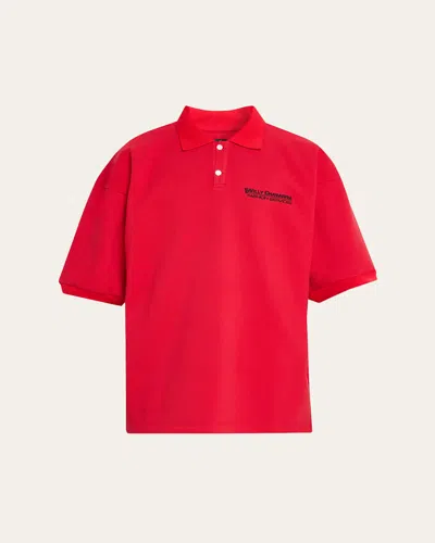 Willy Chavarria Football Oversized Polo Shirt In Red