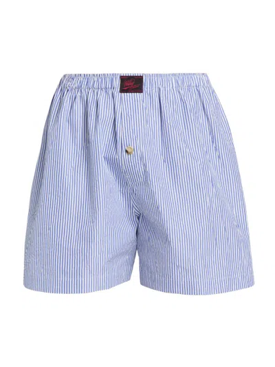 Willy Chavarria Men's Striped Cotton-blend Boxer Shorts In Blue