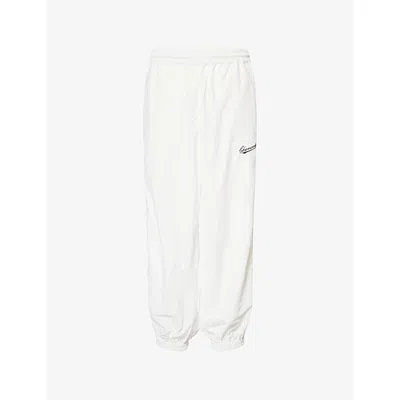 Willy Chavarria Mens White Bad Boy Embroidered-logo Nylon Tracksuit Bottoms