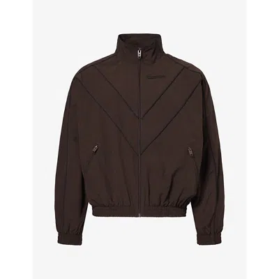 Willy Chavarria Mens Bad Boy Nylon Track Jacket Uniform Brown