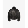 Willy Chavarria Mens Black Ruff Rider High-neck Leather Jacket In Black