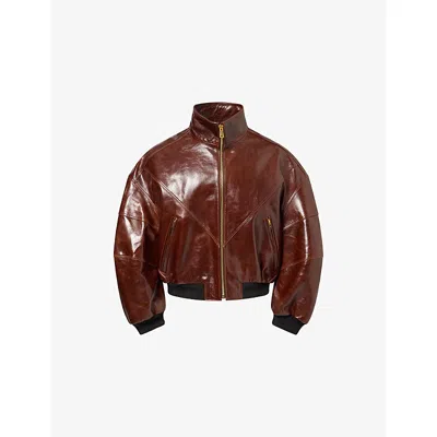 Willy Chavarria Mens Chocolate Ruff Rider Leather Jacket In Brown