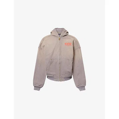 Willy Chavarria Hooded Jacket Front Pockets Ribbed Cuffs In Gray