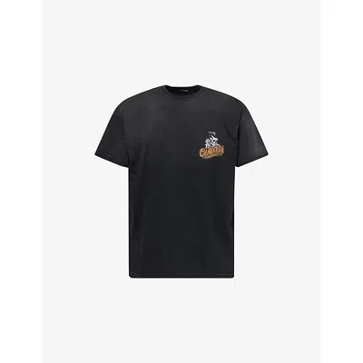Willy Chavarria Mens Black Graphic-print Short-sleeve Cotton T-shirt Xl
