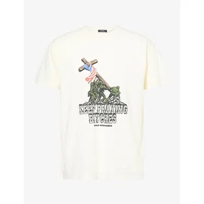 Willy Chavarria Mens Keep Praying Graphic Cotton-jersey T-shirt Masa In White