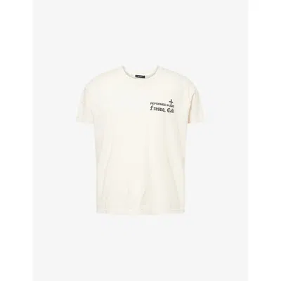 Willy Chavarria Mens Off White Reformed Putas Destroyed Cotton-jersey T-shirt Xl