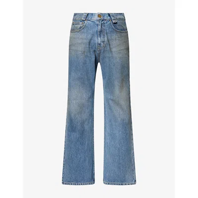 Willy Chavarria Mens Relaxed-fit Flared Cotton Denim Jeans Blue Denim In Black