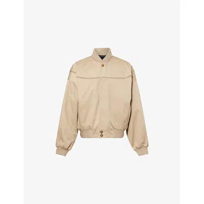 Willy Chavarria Mens Travertine Gas Station Oversized Cotton Blend Bomber Jacket In Brown