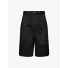 Willy Chavarria Mens Black Borracho Pleated-waist Cotton Blend Shorts In Black