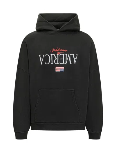 Willy Chavarria Mini Sweatshirt With Hood And Print In Black