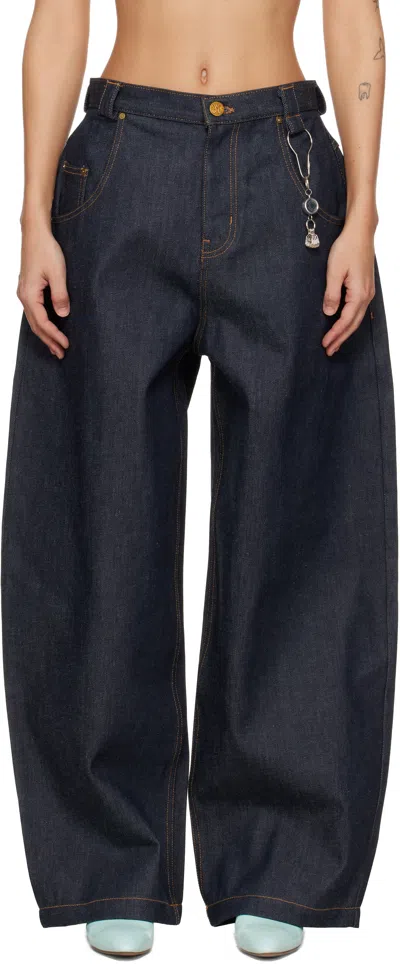 Willy Chavarria Navy Bad Girl Jeans In Blue