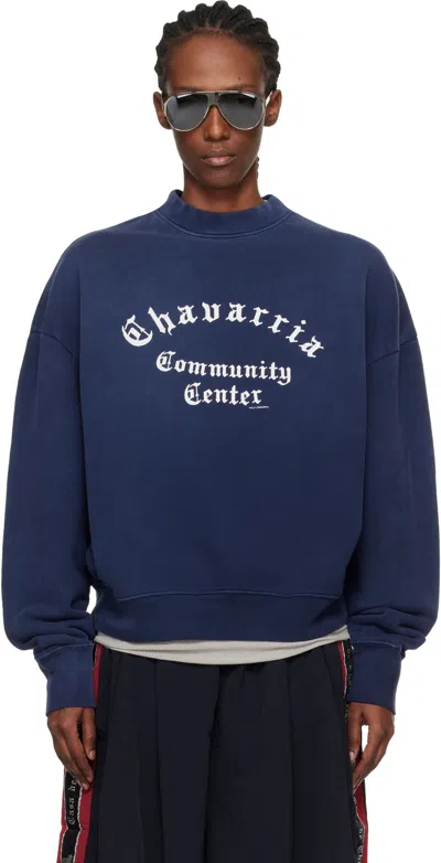 Willy Chavarria Navy 'chavarria Community Center' Standard Sweatshirt In Blue