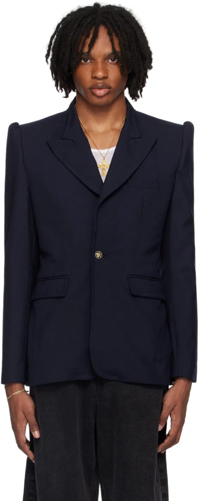 Willy Chavarria Navy Staple Blazer