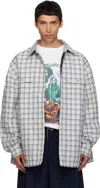 Willy Chavarria Check Quilted Overshirt In White