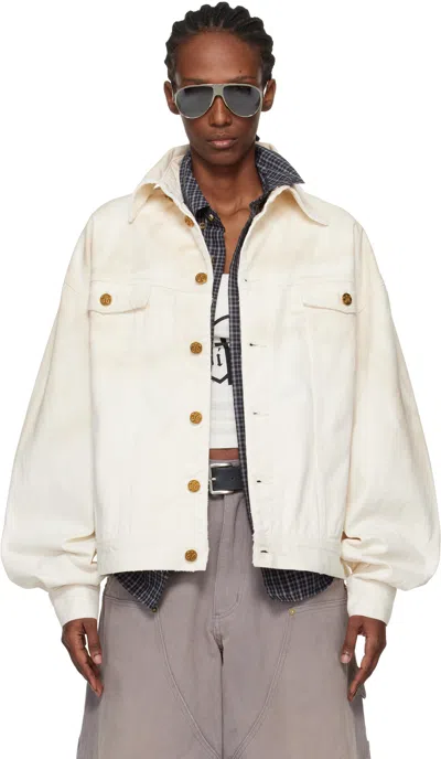 Willy Chavarria Off-white Chachi Denim Trucker Jacket In Neutral