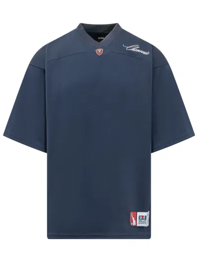 Willy Chavarria Mens Chavarria Embroidered Sport Jersey T-shirt Peacoat In Blue