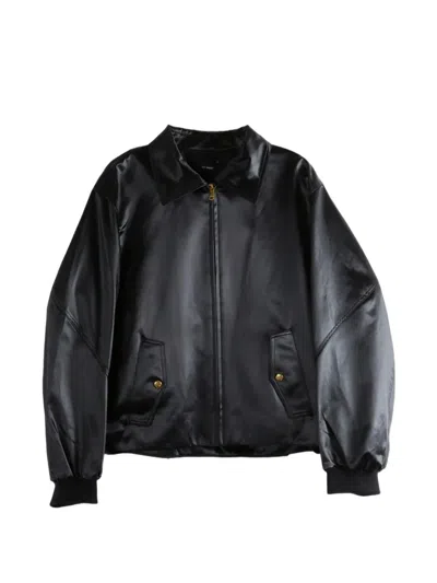 Willy Chavarria Opera Satin-finish Zip-up Bomber Acket In Black