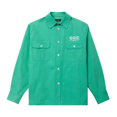 Pre-owned Willy Chavarria Os Long-sleeve Workwear Corcoran Overshirt 'petrol' | Red | Men's Size M