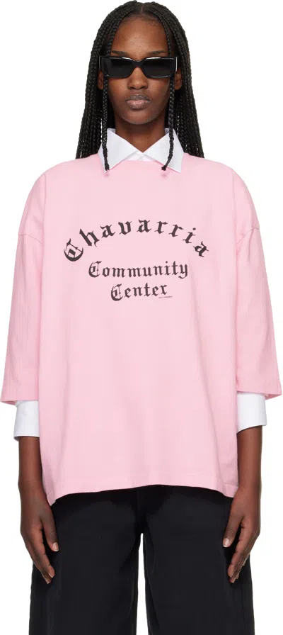 Willy Chavarria Pink 'chavarria Community Center' Buffalo T-shirt In Neutral