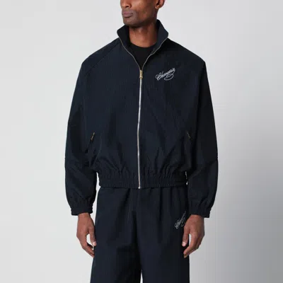 Willy Chavarria Pinstripe Zip-up Jacket With Logo Embroidery In Blue