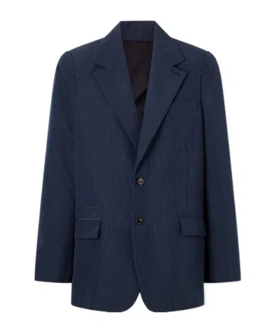Willy Chavarria Chuco Pinstriped Woven Blazer In Blue