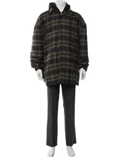 Pre-owned Willy Chavarria Plaid Print Crew Neck Hoodie W/ Tags In Green