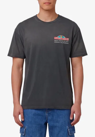 Willy Chavarria Plaza Chavarria Print Distressed T-shirt In Black