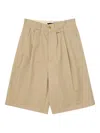 Willy Chavarria Pleated Logo-patch Shorts In Neutral