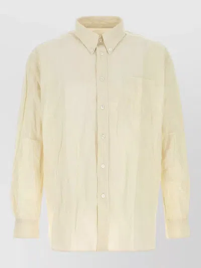 Willy Chavarria Cotton Poplin Shirt With Metal Fiber Accent In Neutral
