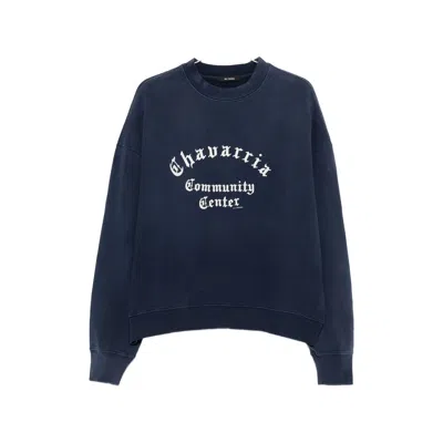 Willy Chavarria Print-detail Crew Neck Sweater In Blue