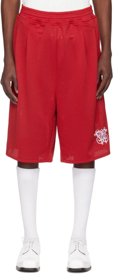 Willy Chavarria Men's Mesh Basketball Shorts In Red/white