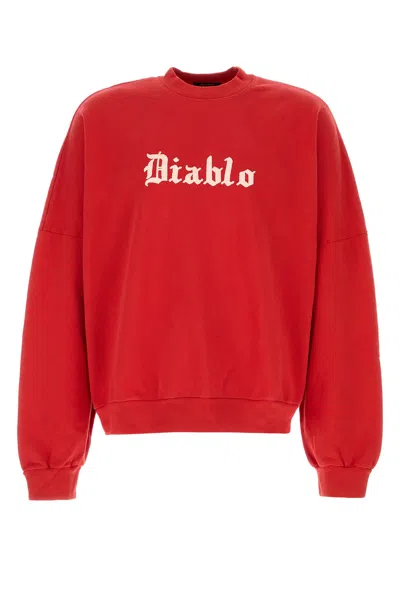 WILLY CHAVARRIA WILLY CHAVARRIA RED COTTON OVERSIZE DIABLO SWEATSHIRT